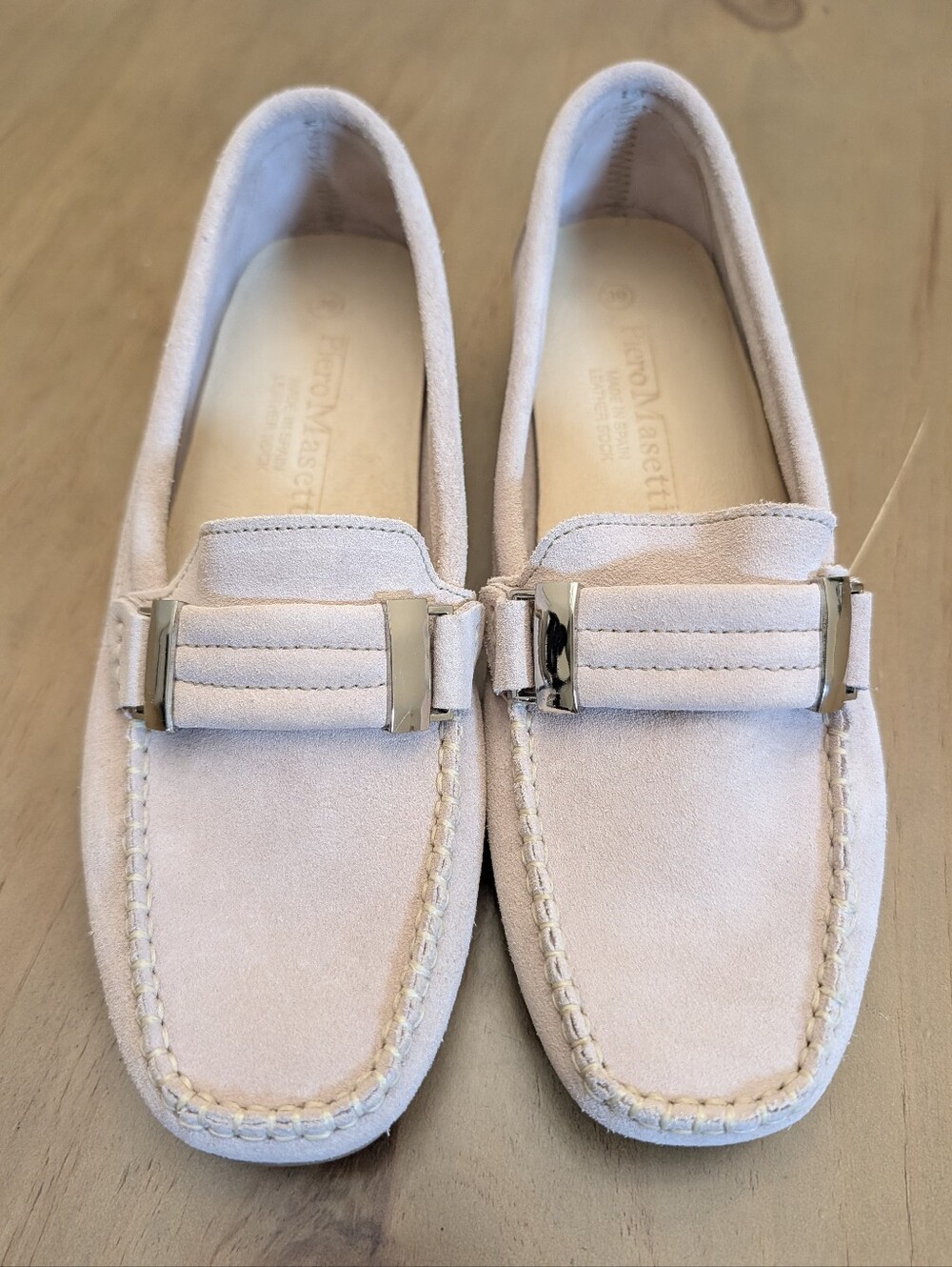 Piero Masetti Women's Suede Driving Loafers in Blush Pink Size 39 Or 8